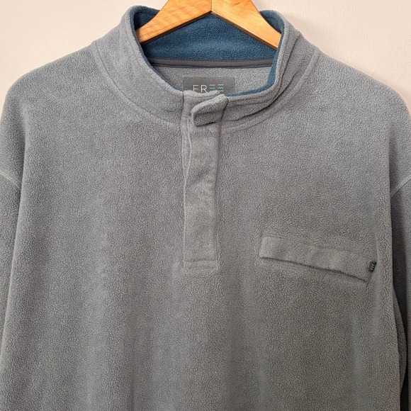 Free Fly Other - Free Fly Pullover Mens 2XL Blue Grey‎ Bamboo Fleece Snap Mock Neck Performance